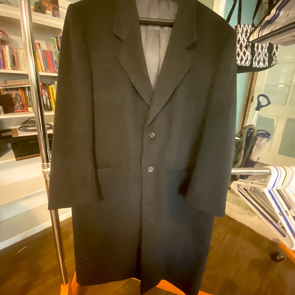 Mens Ralph Lauren dark gray wool dress coat.